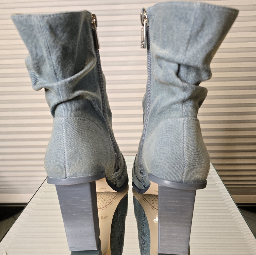 JESSICA SIMPSON MEDIUM BLUE WASH DENIM BOOTS SIZE 7 1/2 M STYLE - JS-ARRLA - Picture 6 of 12